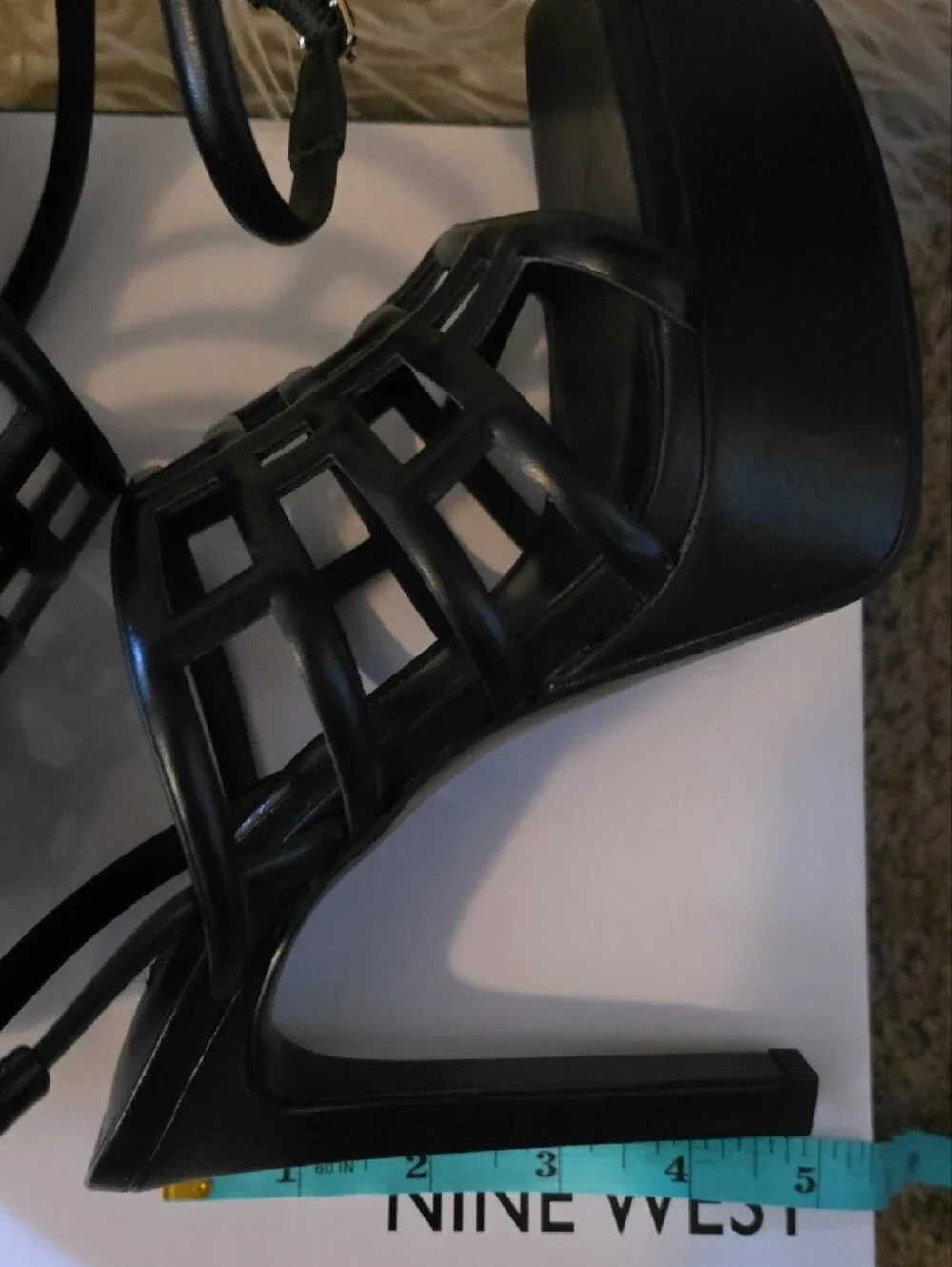 Nine West Black Cage Platform Sandals
